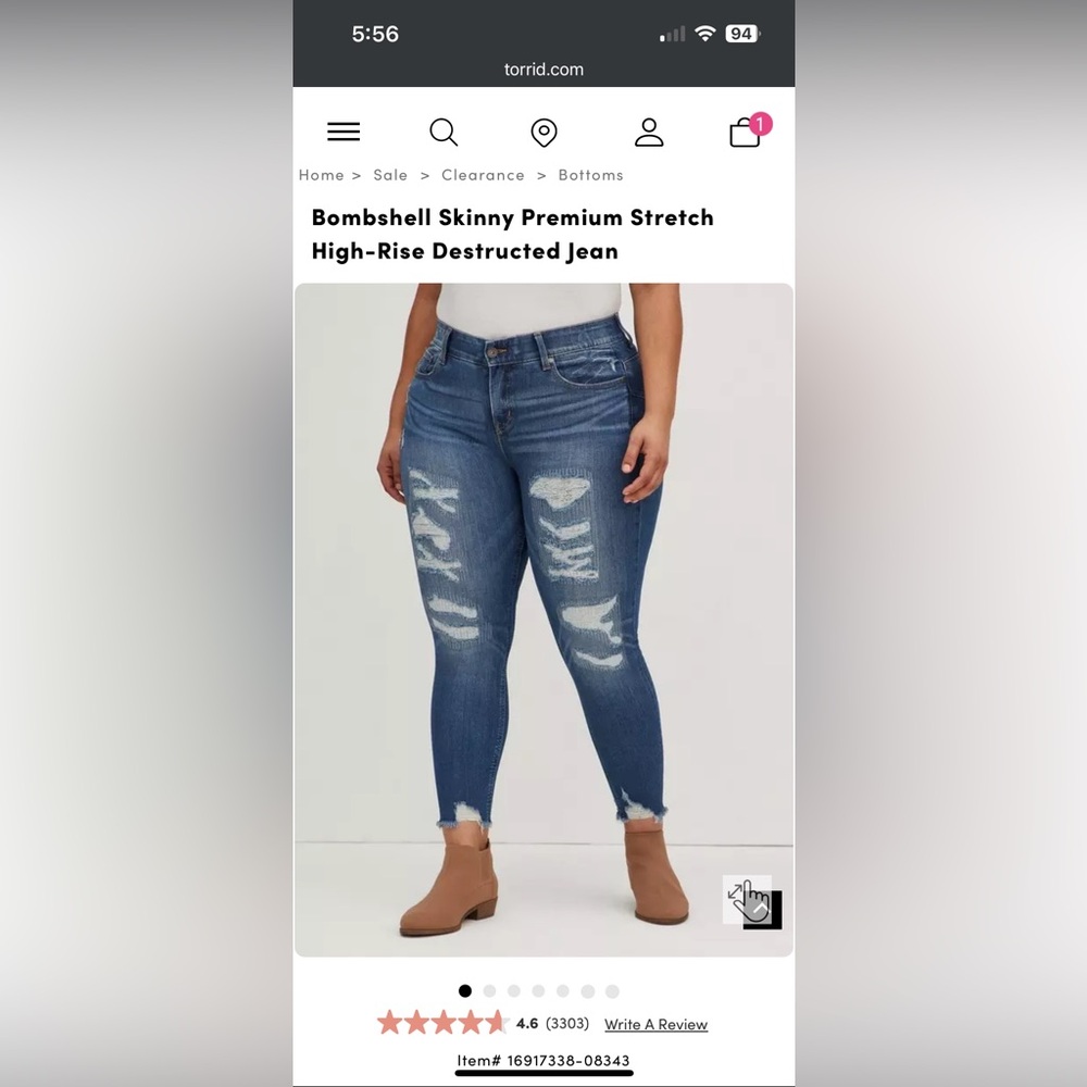 Bombshell Skinny Premium Stretch High-Rise Destructed Jean